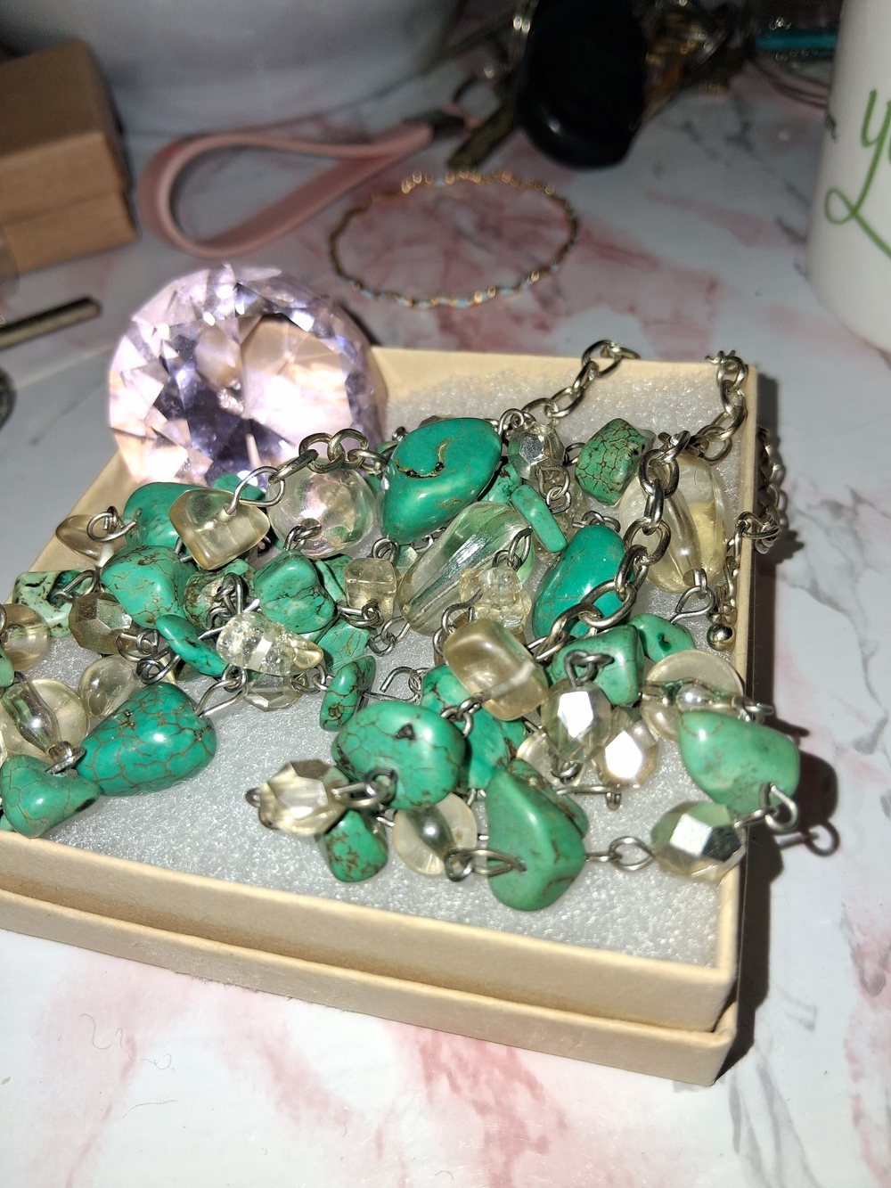 Turquoise Beaded Statement Necklace - Women Jewelry